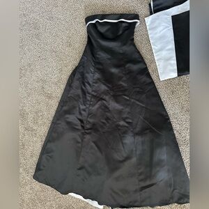 Elegant Black Gown with White Trim